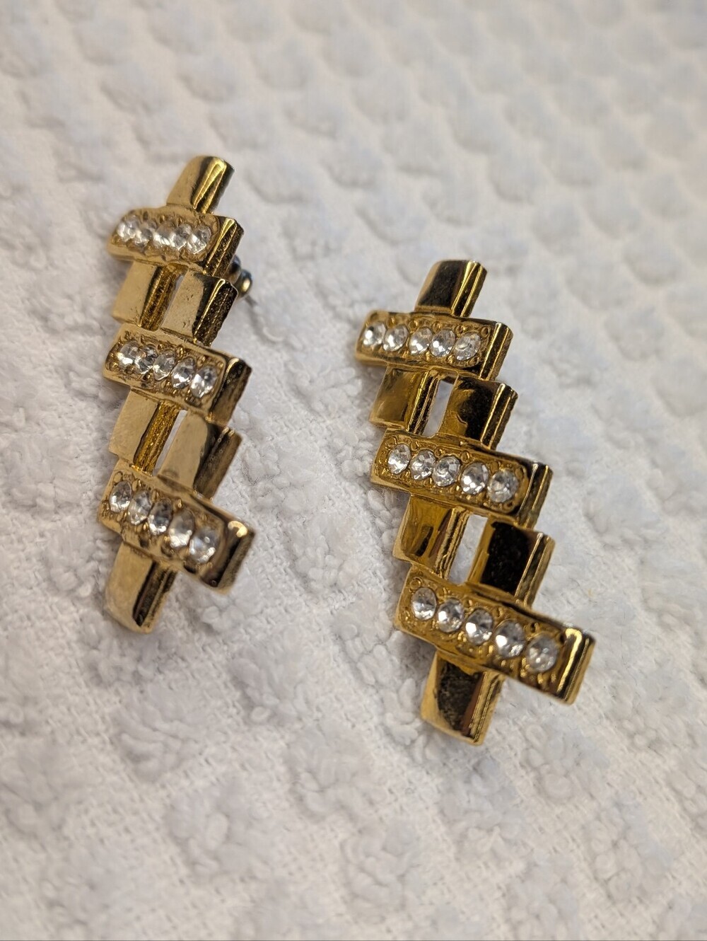 Vintage Retro Geometric Golden Drop Dangle Earrings - Picture 8 of 9